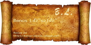 Bencs László névjegykártya